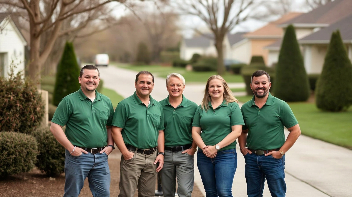 Aptive sales team standing together in a neighborhood